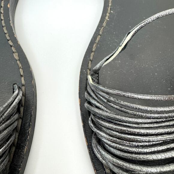 Coach Womens Melynda Sandals Size 7 Leather Strappy Metallic Summer Silver Gray - Picture 10 of 12